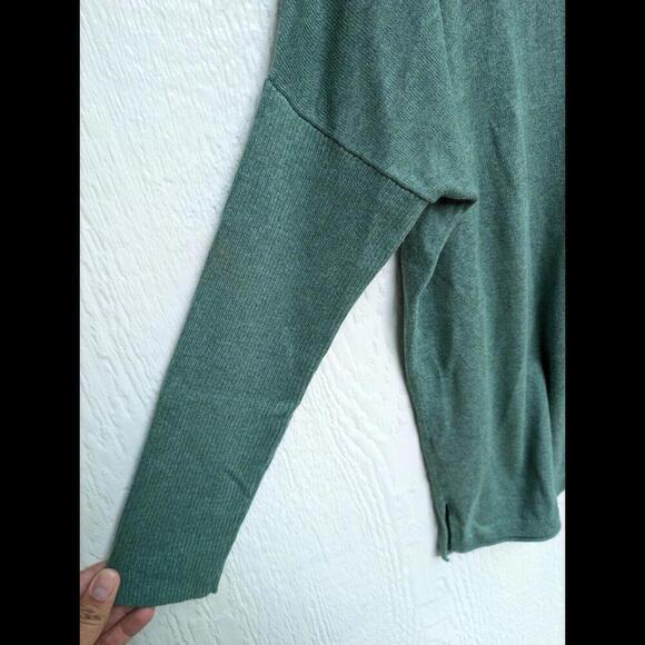 J Jill Green Pullover Cotton Silk Wool Classic Minimalist Sweater Women's Size M - Picture 5 of 5